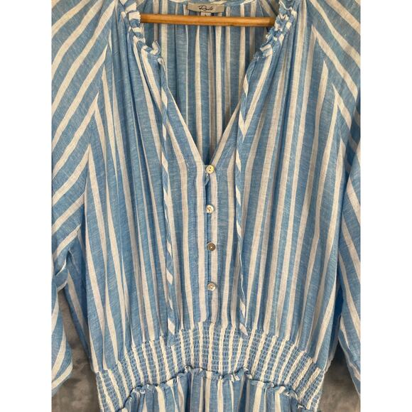 Rails Crystal Dress Lake Stripe L Nautical Casual Beachy Gauze Linen Resort - Picture 8 of 14
